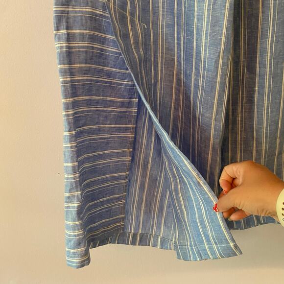 Anthropologie ett:twa Women 8 Blue White Striped 100% Linen Wide Leg Flowy Pants - Picture 6 of 12